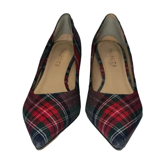 Talbots‎ red, grey, white tartan plaid versatile pump 2.75" heels size 5 1/2M - Picture 4 of 8